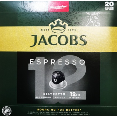 Douwe Egberts Jacobs Espresso 12 Ristretto 20 алуминиеви капсули, съвместими с кафе машини Nespresso®