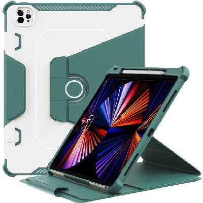 Устойчив въртящ се 360° калъф с място за Apple Pencil за iPad Air 4 (2020) / Air 5 (2022) / Pro 11" (2018-2022) - петролено сив (70974)