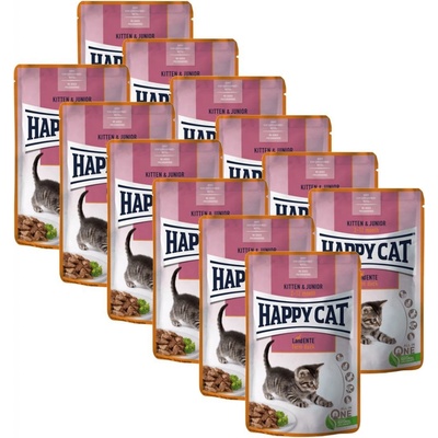 Happy Cat Meat In Sauce Kitten & Junior Land Ente 12 x 85 g