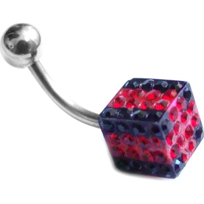 Steel Jewelry piercing červenočerná kostka z chirurgické oceli PR121156