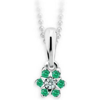 Danfil kytičky C2152 z bílého zlata s kamínky Emerald Green