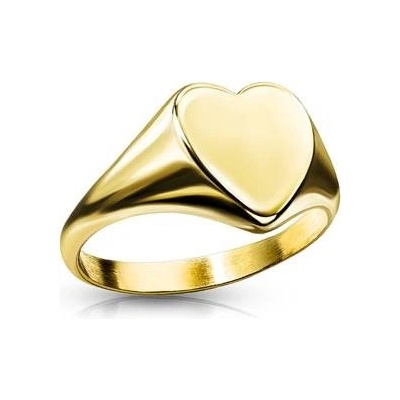 Spikes USA Zlacený ocelový prsten srdce s možností rytiny OPR1862