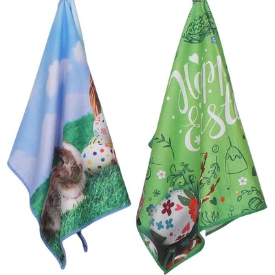 Комплект 2 броя кърпи с Великденско зайче и яйчица