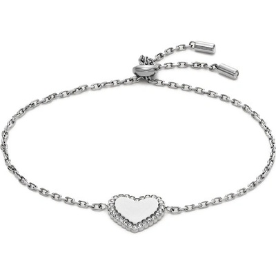 Fossil Půvabný ocelový náramek Srdíčko se zirkony JOF00941040