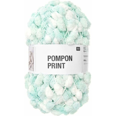 Rico design háčkovacia bambulková priadza POMPON Print tyrkysovo-biela - 1 ks
