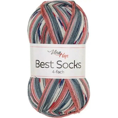 Vlna-Hep Best Socks 4-fach 7382 šedá-cihlová
