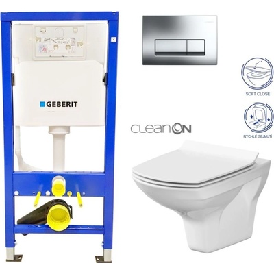 CERSANIT AQUA 52 PNEU S QF TLAČÍTKO SQUARE CHROM WC CERSANIT CLEANON CARINA + SEDÁTKO S97-062 SQCR CA3