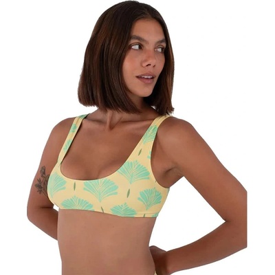 Hurley Crop Print bikini top - Yellow (Macadamia)