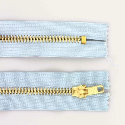 Pro Háčkování Kovový zip nedělitelný 6 cm, Ø 6 mm světle modrý