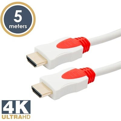 Delight Сигнален кабел HDMI-HDMI 2.0 3D с позлатено покритие Am/Am 5m White 20424 (20424)