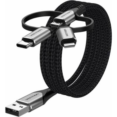 Vention CQJHF k mobilnímu telefonu Šedá 1m USB A Lightning + micro-USB B + USB C