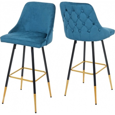 Design-Shop v retro štýle E70 čierna / zlatá / zamat Petrol 2 ks