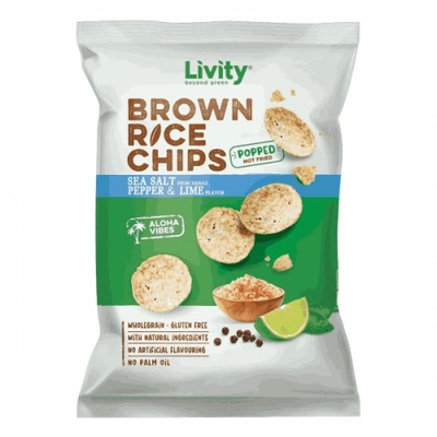 Оризов чипс сол, черен пипер и лайм B`yond 60 гр