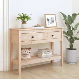 vidaXL Конзолна маса 100x35x75 см борово дърво масив (814624)