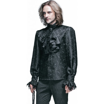 Devil Fashion košele Dracula Gothic lace top with bow tie čierna
