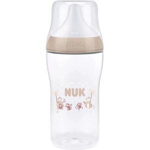 Nuk Шише със силиконов биберон NUK Perfect Match - 260 ml, размер M, 3 м+, маймуна, бежово (10216325) - ozone