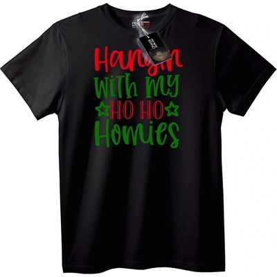 NOONEBRAND Тениска Hangin with my HO HO Homies - 7XL, White