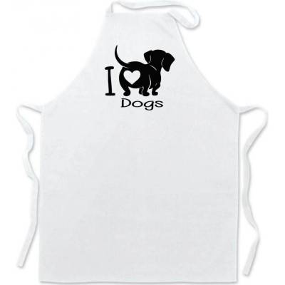 Povidlo.cz Zástěra I love dogs Bílá