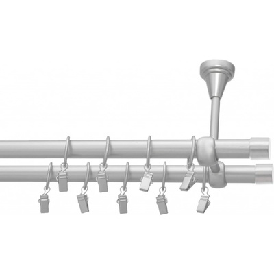 Rolmajster Kovová záclonová tyč 16 mm Matné striebro Stropná 250 cm