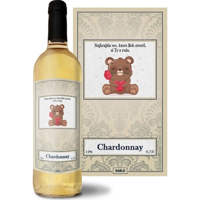 Sablio Najkrajšia vec, ktorú Boh stvoril, si Ty a ruže Chardonnay biele suché víno 12 % 0,75 l (čistá fľaša)