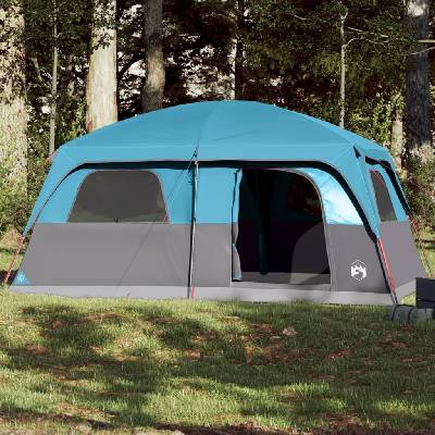 vidaXL Семейна палатка кабина, 10-местна, синя, водоустойчива (94534)