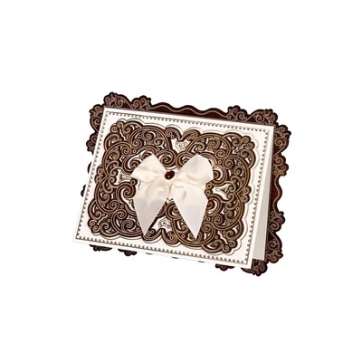 Поздравителна картичка Честит празник с бяла панделка (К87002)