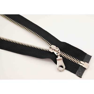 Extra silný kovový zips č.8 s niklovými zubami - motorkársky - viac dĺžok 60 cm svetlý nikel deliteľný čierny
