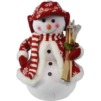 MagicHome Dekorácia Vianoce Snehuliak s lyžami 30 cm