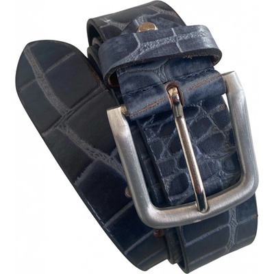 Pragati Fashion opasek kožený Pragati unisex v tmavě modrá šedá se vzorem croco