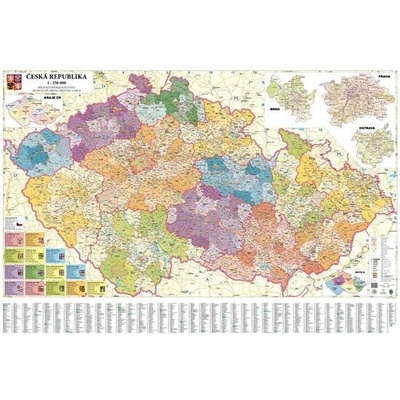 Česká republika administrativní - nástěnná mapa 135 x 90 cm, lamino + 2 lišty