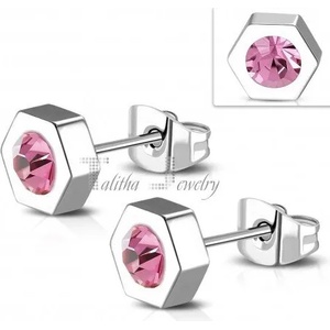 Talitha Обеци с розов цирконий - talitha-jewelry - 18,99 лв