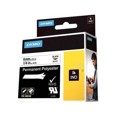 DYMO Rhino 1805442, 6mm x 5, 5m, черен печат/бял фон, оригинална лента (1805442)
