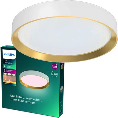 Philips Hanno stropní svítidlo LED 24W 2800lm 4000K SceneSwitch CRI80 38cm kulaté IP20, bílá/zlatá