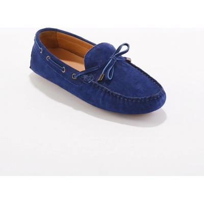 Blancheporte Kožené mokasíny s ozdobnými šňůrkami modrá