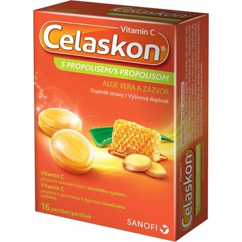 Celaskon Vitamin C s propolisom aloe vera a zázvor 16 pastiliek