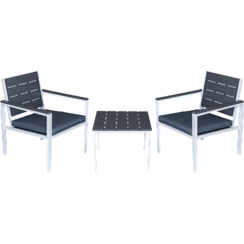 Mira-N Horecano Градински комплект от 3 части plastic wood БЯЛА РАМКА / АНТРАЦИТ (sf3002-2) (0195382)