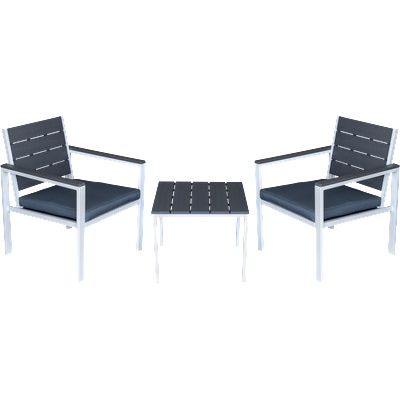 Mira-N Horecano Градински комплект от 3 части plastic wood БЯЛА РАМКА / АНТРАЦИТ (sf3002-2) (0195382)