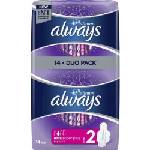 Always Дамски превръзки с крилца Always Platinum - Super plus Duo, 14 броя