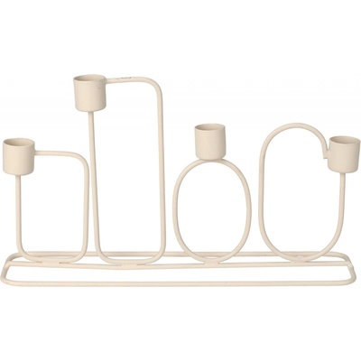 Home Styling Collection Kovový svícen ve světlé šedě barvě na 4 svíčky, 27 x 15,7 cm béžová
