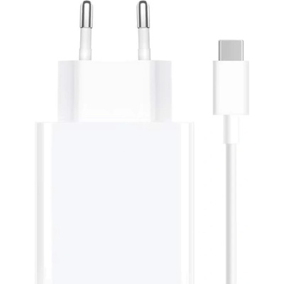 Xioami Travel USB-A Charger Combo 120W - захранване за ел. мрежа за лаптопи, смартфони и таблети с USB-A изход с технология за бързо зареждане и USB-C кабел (бял)