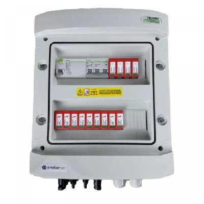 EM-1290_DCAC Разпределителна кутия DCAC, IP65, SPD DC Dehn 1000V тип 2, 2 x PV верига, 2 x MPPT, SPD AC Dehn тип 2, 50A 3-Ф (EM-1290_DCAC)