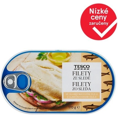 Tesco Filety ze sledě ve slunečnicovém oleji 170 g