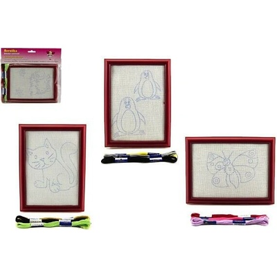 Teddies Vyšívání obdélníkový rámeček na pověšení, 3 příze v sáčku 23x16x1cm