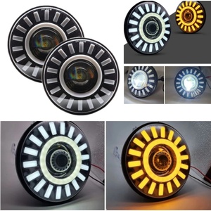  Комплект от 2бр. Универсален 7 инча 18см led халоген 12v-24v къси/дълги с drl дневни светлини