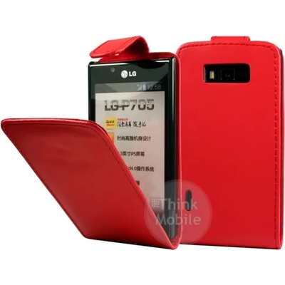 LG Optimus L7 P700 Flip Калъф Червен + Протектор