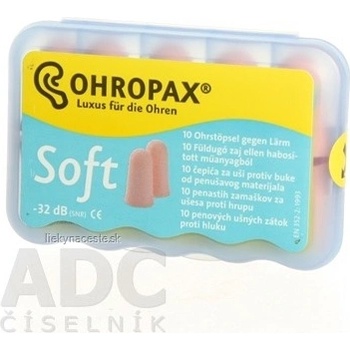 Ohropax SOFT Ušné vložky v plastovom obale 10 ks
