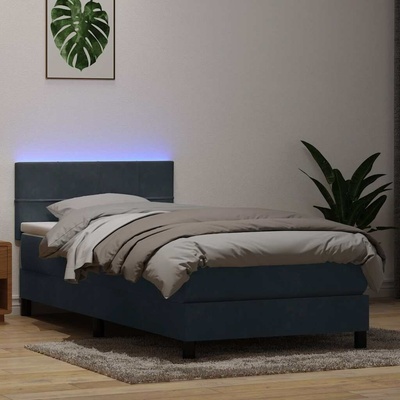 vidaXL Boxspring s matrací a LED tmavě šedá samet