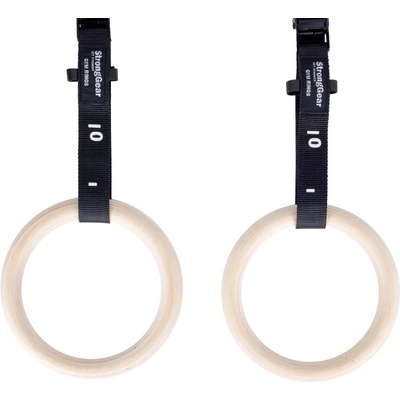 StrongGear drevené gymnastické kruhy s popruhy