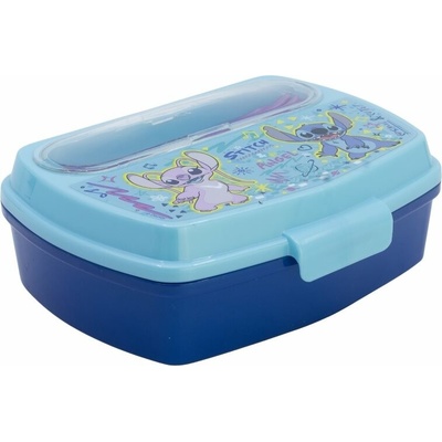 Stor Box na desiatu s príborom Angel a Stitch