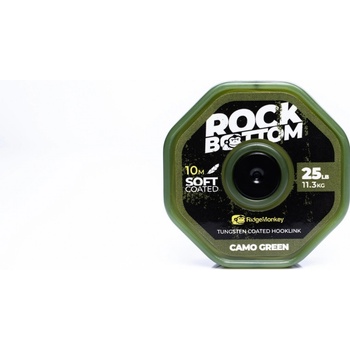 RidgeMonkey šňůra RM-Tec Rock Bottom Tungsten Coated Soft 25lbs 10m Camo Green